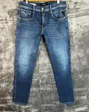 Replay Anbass Hyperflex+ Jeans Men’s W32 L32 Slim Fit Blue Stretch Denim