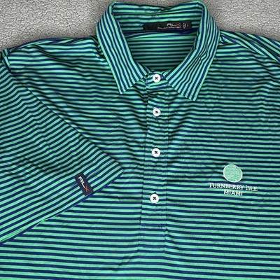 RLX Ralph Lauren Polo Shirt Mens Large Green Stripe Turnberry Isle