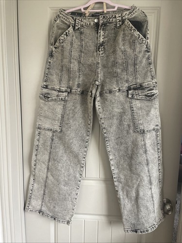 American Bazi Acid Wash Cargo Denim Pants - Picture 3 of 6