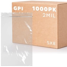 5 x 8 inches, 2Mil Clear Reclosable Zip Bags, case of 1,000 Brand