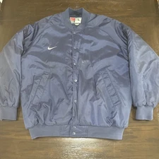 Nike Dugout Jacket Men's Large Team Navy Baseaball Coaches Bomber Puffer Flaws