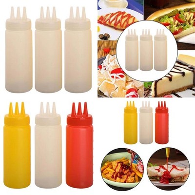 3 Stück Saucenflaschen Squeeze mit kleiner Spitzdüse leere Squirtflaschen 18 cm