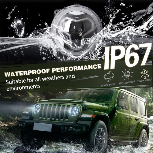 AUXBEAM 9IN LED Headlights H/L DRL for Jeep Wrangler JL Gladiator JT 2018-2024 - Picture 7 of 12