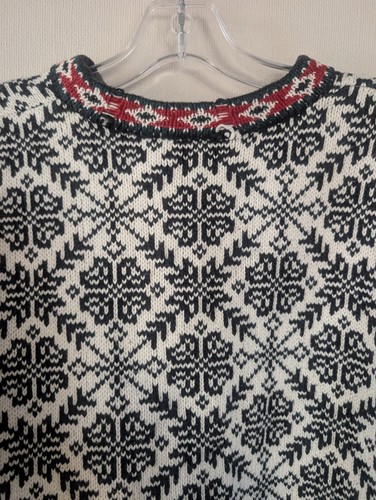 Vintage LL Bean Sweater Size Large Fair Isle Nordic Cardigan Cotton Button Front - Picture 16 of 21