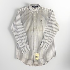 Vintage NWT 90s Polo Ralph Lauren Oxford Button Down Shirt Med Striped 14.5 33