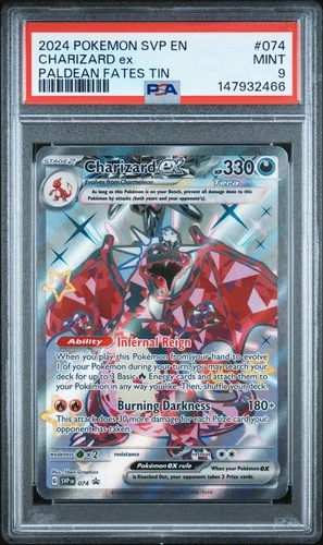 2024 POKEMON SVP EN-SV BLACK STAR PROMO PALDEAN FATES TIN CHARIZARD EX PSA 9