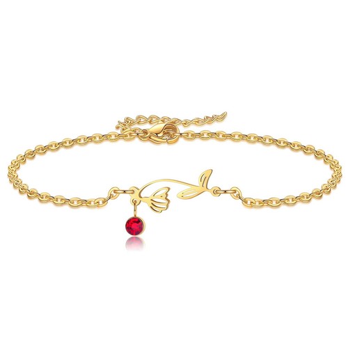 Januar Geburt Blume Armbänder, 14K vergoldet Geburtsmonat Schneeglöckchen Floral Birt - Bild 1 von 7