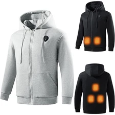 5-Zone Heated Hoodie for Men - Electric Heating Coat for Camping Skiing
