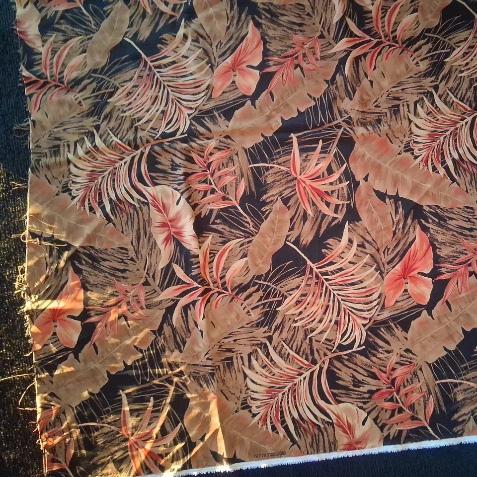 Tecido floral folhas de palmeira tropical 7 pés 8 polegadas de comprimento X 44 de largura - Imagem 4 de 4