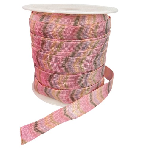 Fold Over Elastic 5/8" Elastic Ribbon DIY Headband Sewing FOE Pink Zig Zag 14oz - Picture 3 of 8