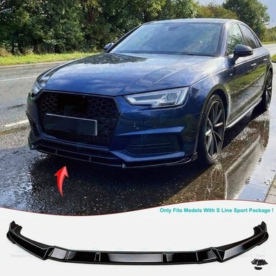 For AUDI A4 S Line Sport S4 B9 Front Bumper Splitter Lip Gloss Black 2017-2019