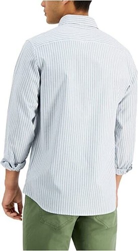 Michael Kors Cotton Slim Fit Stretch Striped Long Sleeve Shirt Lagon Multi-Large - Picture 2 of 4