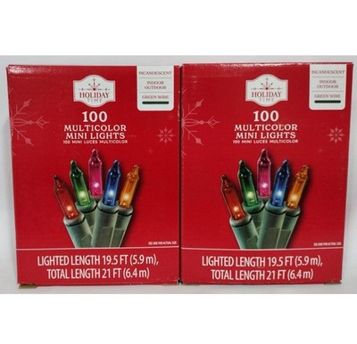 Holiday Time 100 Ct Each (2PK) Multi Incandescent Mini String Lights 21 ft