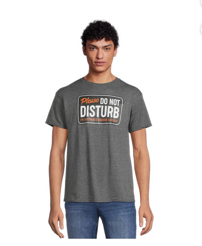 DO NOT DISTURB Men’s Size 2XL Humor Graphic T-Shirt Short Sleeve • Dark Heather - Picture 2 of 6