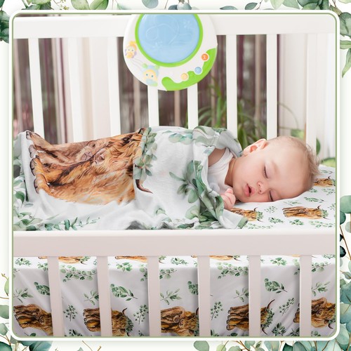 HunnmingRe Baby Highland Kuh Krippe Bettwäsche Set 3-teilig Krippenset Babydecke, Fi... - Bild 6 von 6