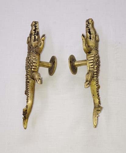 Crocodile Design Door Handle Set Brass Alligator Round Base Door Grab Pull CA595 - Picture 9 of 14