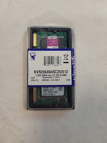 KVR266X64SC25/512 Kingston 512MB DDR SoDimm Non ECC PC-2100 266Mhz Memory - Picture 1 of 2