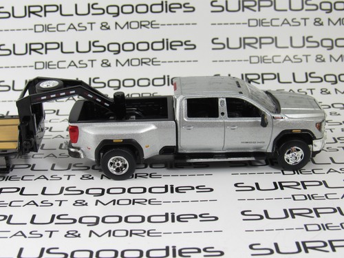Greenlight Sil 2022 GMC SIERRA 3500 3500HD SLT Dually Pickup w/Gooseneck Trailer - Picture 7 of 10