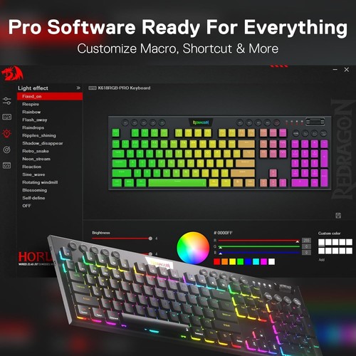 Redragon K618 PRO 3-Mode Wireless RGB Mechanical Keyboard, BT/2.4Ghz Low Proile - Picture 7 of 9