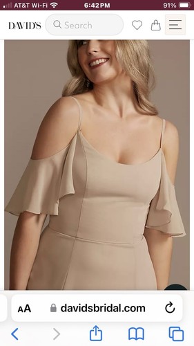 Davids Braut Cold Shoulder langes Chiffon Kleid STIL F20365 Iris Gr. 4 Brautjungfer - Bild 4 von 6
