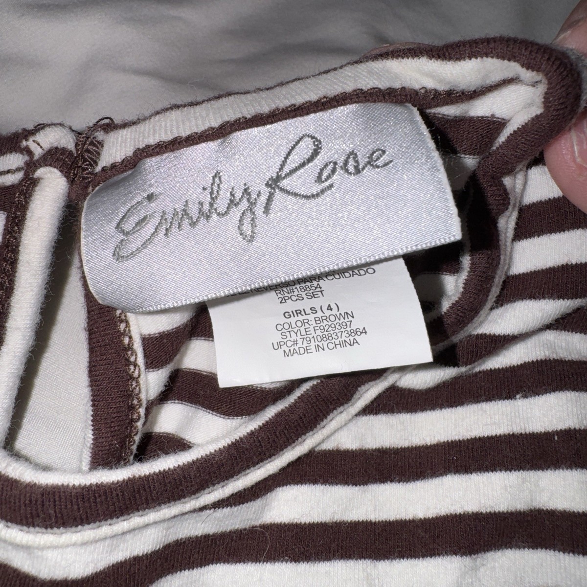 Emily Rose Girls 4 Brown/Orange/White Striped Tulle Ruffle Turkey Dress View 3