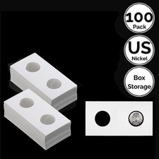 100 Pk 2 x 2 IN 50mm Cardboard Flip Coin Holder 4 US 5C Jefferson Buffalo Nickel