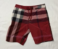 BURBERRY Swim Trunks Check Red S Small