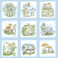 1/2 Yard Fabric - Mouseplay | Small Blocks Lt Denim by Anita Jeram by Clothworks