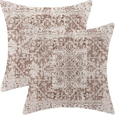 Boho Pillow Covers 18x18 Set of 2 Vintage Brown Carpet Pattern Throw Pillow Cove
