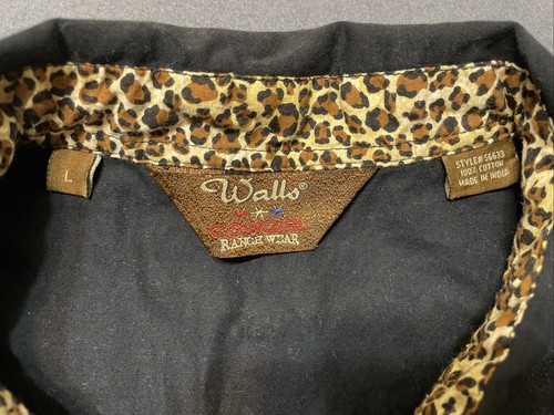 Vintage Walls Cowgirl Ranch Wear Western Pearl Snap Shirt Leopard Print LG�� - Bild 4 von 8