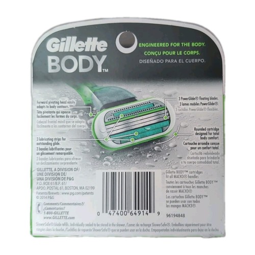 Gillette body razor 4 cartridges for men and women fits all Mach3 handles - Picture 2 of 2