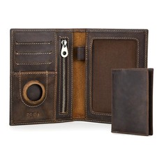 Full Grain Leather Passport Holder RFID Blocking Travel Passport Wallet Compa...