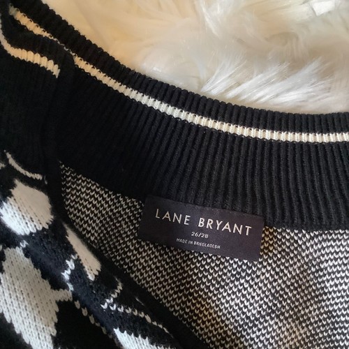 Lane Bryant Women Black White Snowflake Fair Isle Zip Up Sweater Plus Size 26/28 - Picture 4 of 16
