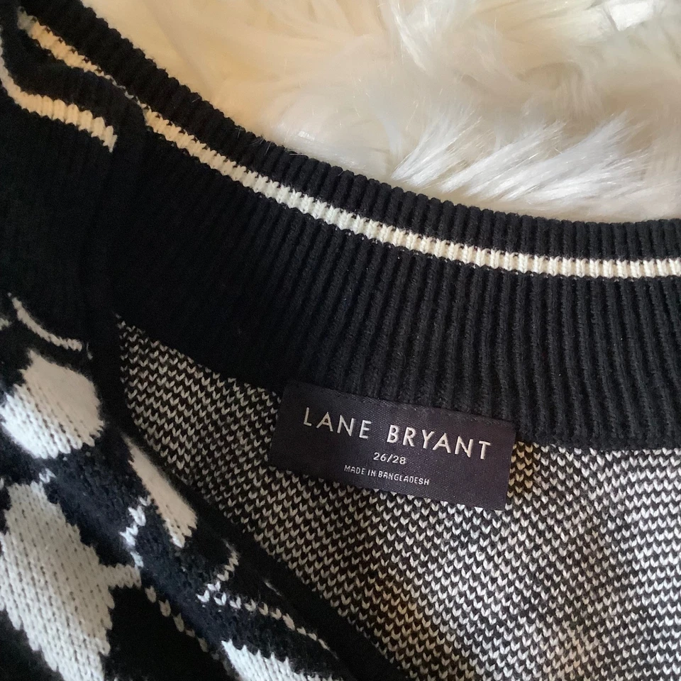 Suéter Lane Bryant Negro Blanco Copo de Nieve Fair Isle Cremallera Talla Grande 26/28 Foto 4 de 4
