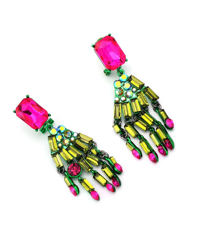 Neu Betsey Johnson Monster Hand Ohrhänger, rosa und grün, metallfarben - Bild 4 von 4