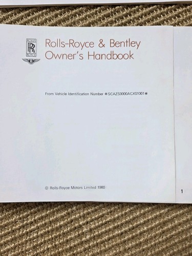 Rolls Royce Silver Spirit-Bentley Mulsanne Owners Handbook-Manual 1980 - Picture 3 of 4