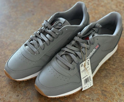 Reebok Men's Classic Leather Shoes Sneakers Gray/White/Gum Sz 11.5 NWOB