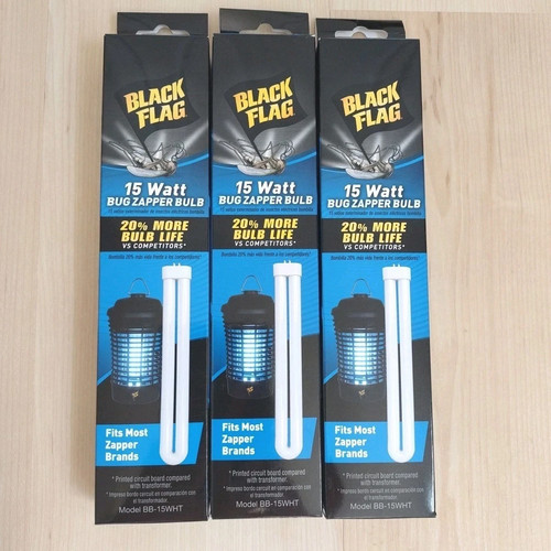Black Flag 15 Watt Bug Zapper Light Bulbs Replacement BB-15WHT NEW LOT OF 3