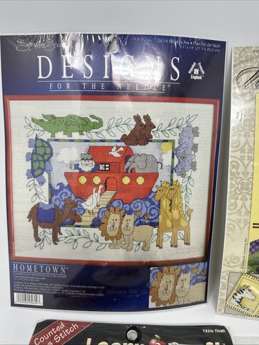 (5) Counted Cross Stitch Kits Baby's Room Decor Noah's Ark and Bunny Birth - Picture 2 of 7