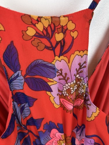 Express Maxi Dress Women Small Red Floral Cutout Vacation Festival Resort Cruise - Picture 9 of 15