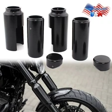 Black Upper/Lower Fork Covers Tube Caps For Harley Softail Breakout  FXBRS FXBR