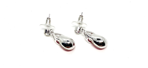 Pendientes enchapados en oro blanco de 18 quilates con elementos de Swarovski lágrimas rosa fucsia - Imagen 3 de 4
