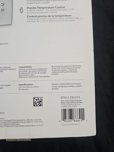HONEYWELL HOME RTH111B HORIZONTAL NON-PROGRAMMABLE THERMOSTAT - Picture 7 of 9