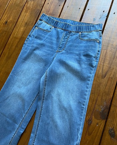 NWT Isaac Mizrahi Live! women's size 10 elastic wide leg ankle short denim jeans - Picture 8 of 13