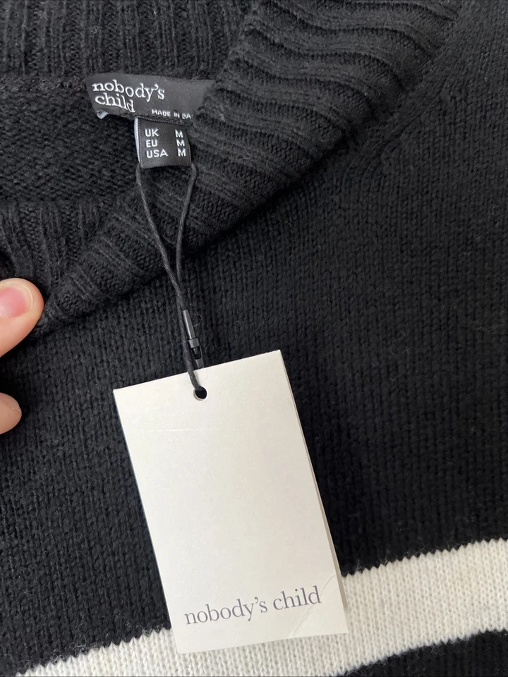 Ladies Nobody’s Child Jumper Size Medium, Black And White Stripe BNWT RRP £69 - Image 4 of 4