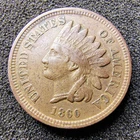 1860 Indian Head Cent 1c - Pointed Bust - Philadelphia Mint - VF-XF Condition
