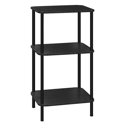 3 Tier Small End Table Tall Telephone Table with Storage Shelves Black - Picture 2 of 7