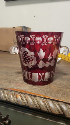 Egermann Eiskübel rot geschnitten auf klar Made in Czech Republic - Bild 2 von 8