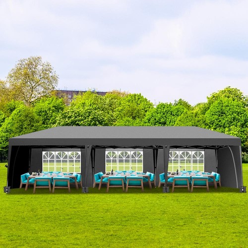 10'X 30' EZ POP UP Gazebo Canopy Tent With 8 Walls Sandbag & Wheel Carry Bag