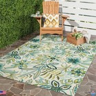 DECOMALL BLODWEN Modern Floral Outdoor Rug - Non-Slip Green Carpet 3’6” x 5’6”
